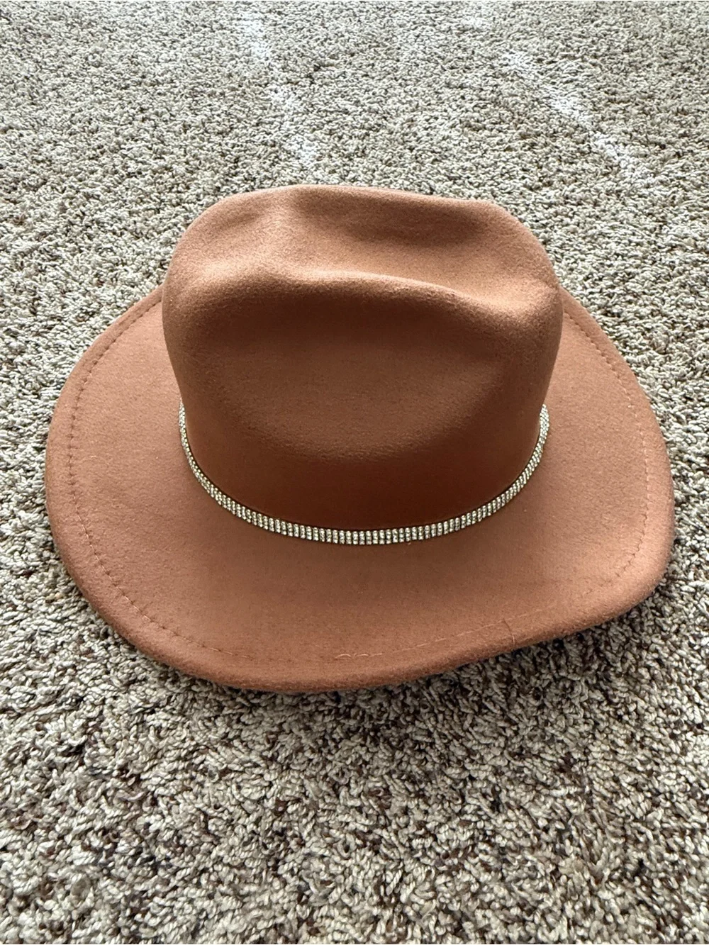 Women's Brown Felt Rancher Hat with Rhinestone Band